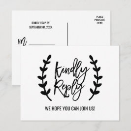 Chic White Black Olive Branches Song Request UAWG Einladungspostkarte