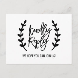 Chic White Black Olive Branches Song Request UAWG Einladungspostkarte