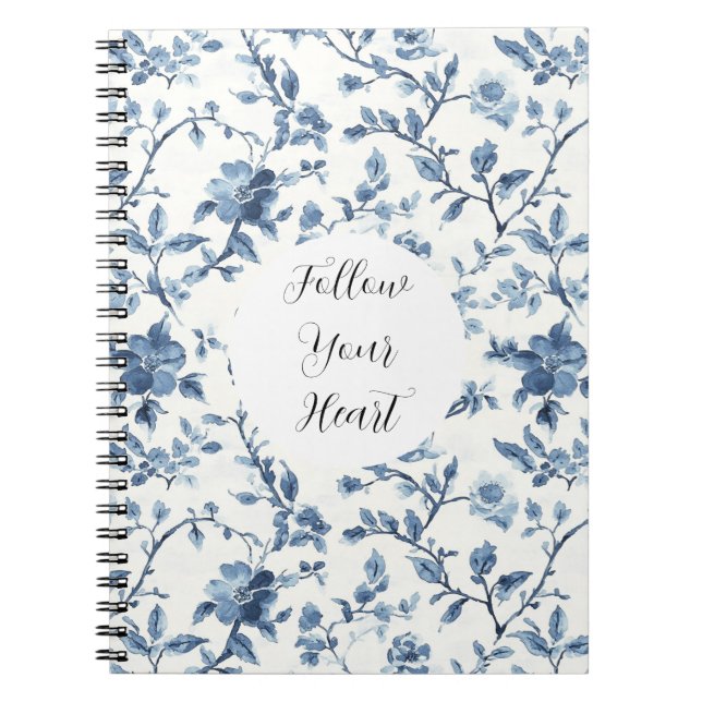 Chic White Blue Floral   Notizblock (Vorderseite)