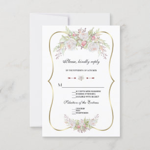 Chic White Blume Gold Frame Wedding RSVP