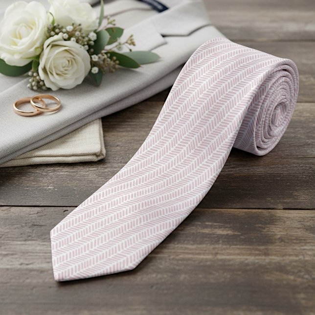 Chic White Blush Rose Rosa Abstrakt Zickzack Krawatte (Von Creator hochgeladen)