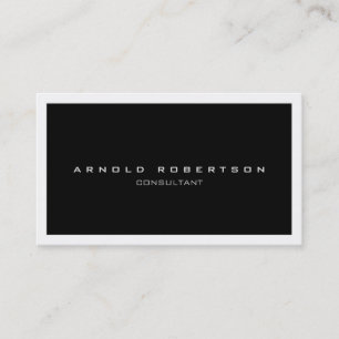 Chic White Border Black Beruflich Business Card Visitenkarte