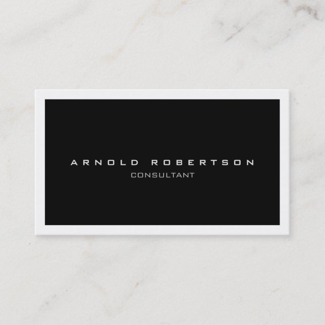 Chic White Border Black Beruflich Business Card Visitenkarte (Vorderseite)