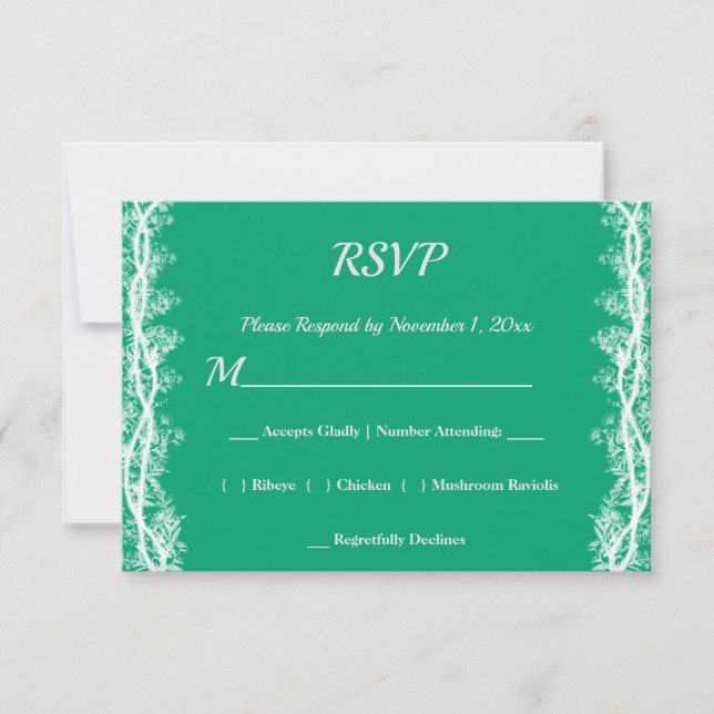 Chic White Botanorder Wedding RSVP Card (Vorderseite)