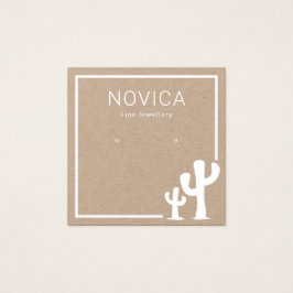 Chic White Cactus on Kraft Earring Display Card