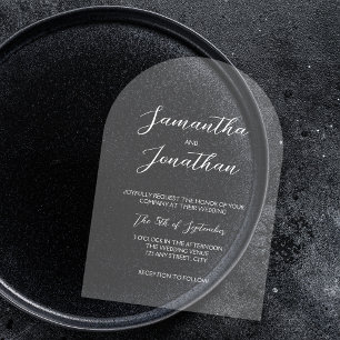 Chic White Calligraphy Script Arch Wedding Acryleinladungen