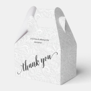 Chic White Filigree Wedding Vielen Dank Geschenkschachtel