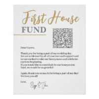 Chic White & Gold Eleganter QR Code First House Fu