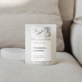 Chic White Gold Gray Marble Candle Product Label