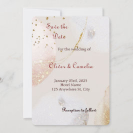 Chic White & Gold Marmor Hochzeit Einladung