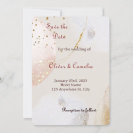 Chic White & Gold Marmor Hochzeit Einladung