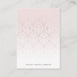Chic White Gold Pink Earring Display Card Visitenkarte