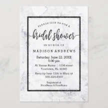 Chic White & Gray Marble Bridal Dusche Einladung