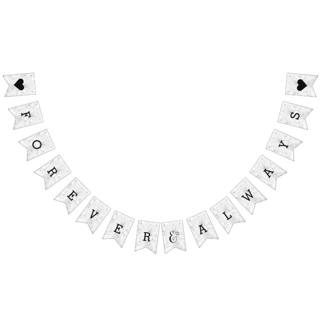 Chic White & Gray Marble Wedding Forever Wimpelkette (Alle)