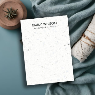 CHIC WHITE GRAY TERRAZZO NECKLACE BRACELET DISPLAY VISITENKARTE