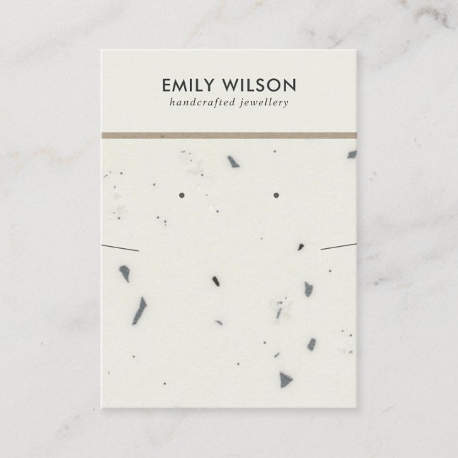 CHIC WHITE GRAY TERRAZZO NECKLACE EARRING DISPLAY VISITENKARTE (Vorderseite)