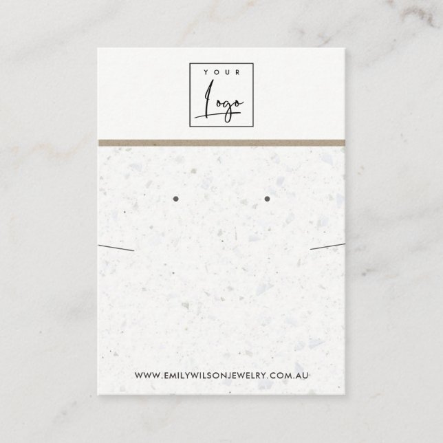 CHIC WHITE GRAY TERRAZZO NECKLACE EARRING DISPLAY VISITENKARTE (Vorderseite)