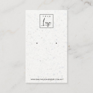 CHIC WHITE GRAY TERRAZZO STUD EARRING DISPLAD CARD VISITENKARTE
