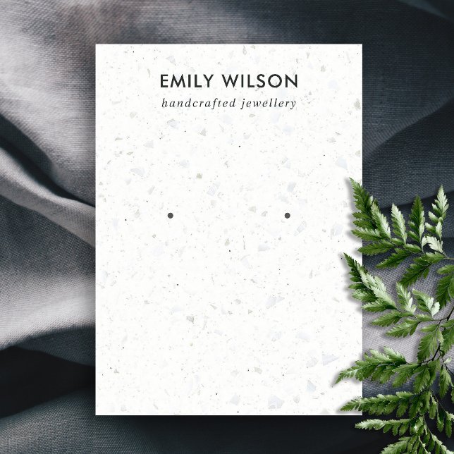 CHIC WHITE GRAY TERRAZZO STUD EARRING DISPLAY CARD VISITENKARTE (Von Creator hochgeladen)