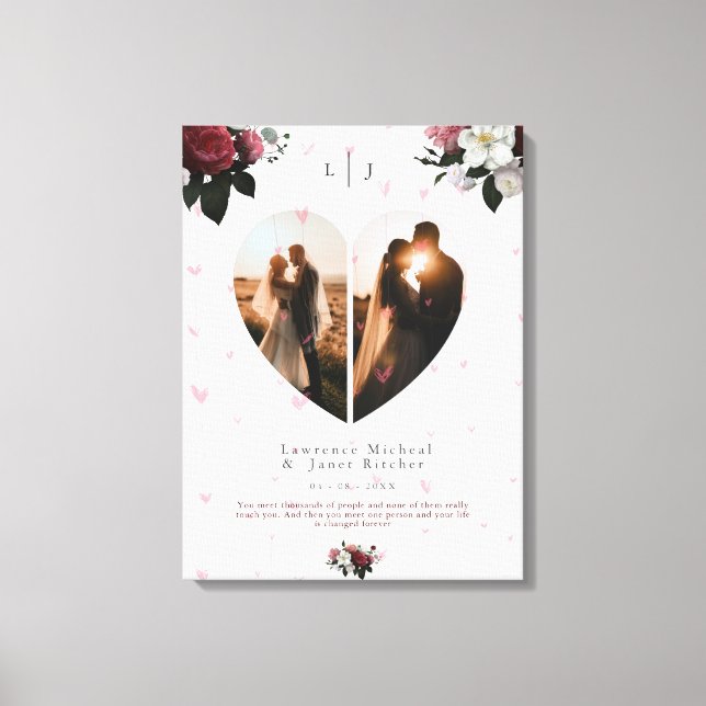 Chic White Heart gestaltetes Foto speziell für Paa Leinwanddruck (Vorderseite)