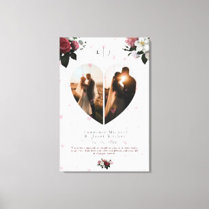 Chic White Heart Shaped Foto Collage für ein Paar Leinwanddruck