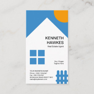 Chic White House Orange Sun Picket Fence Realtor Visitenkarte