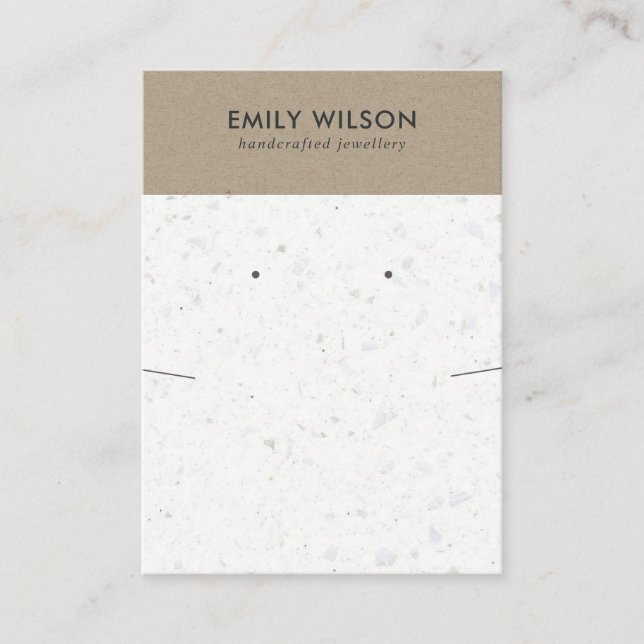 CHIC WHITE KRAFT TERRAZZO NECKLACE EARRING DISPLAY VISITENKARTE (Vorderseite)