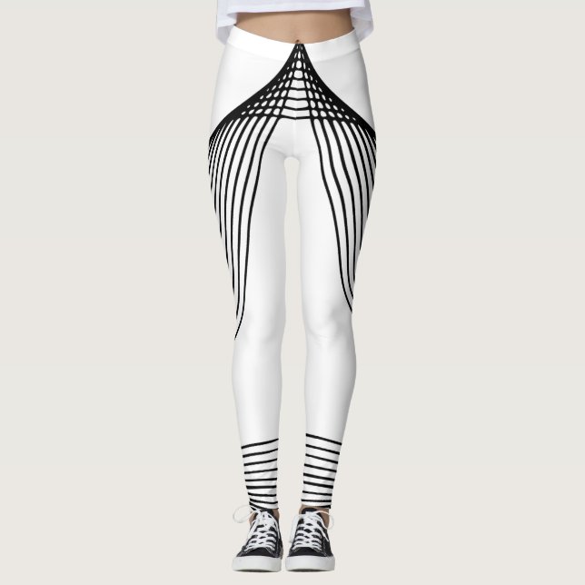 "Chic White Leggings with Bold Black Lines" (Vorderseite)
