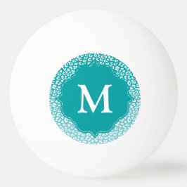 Chic White Leopard Spots on Turquoise Monogram Tischtennisball