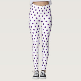 Chic White Lila Polka Dot Pattern Leggings