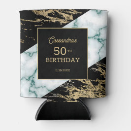 Chic White Marble Gold Foil Paint Texture Birthday Dosenkühler