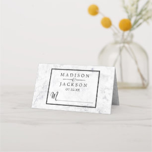 Chic White Marble Tischnummer - Sitzname Platzkarte