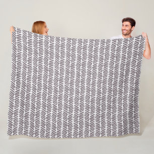 Chic White Mauve Taupe Grau Abstrakte Zickzack Kun Fleecedecke