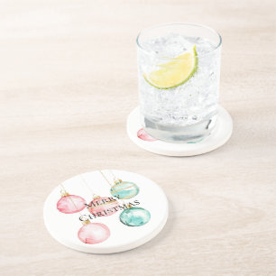 Chic White Mint Pink Gold Weihnachtsschmuck Getränkeuntersetzer