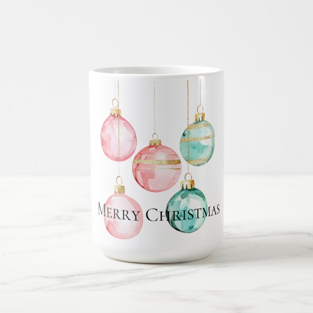 Chic White Mint Pink Gold Weihnachtsschmuck Kaffeetasse (Mittel)