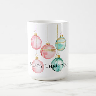 Chic White Mint Pink Gold Weihnachtsschmuck Kaffeetasse