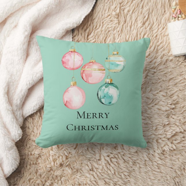 Chic White Mint Pink Gold Weihnachtsschmuck Kissen (Decke)