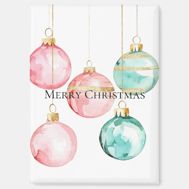 Chic White Mint Pink Gold Weihnachtsschmuck Magnet (Vorderseite)