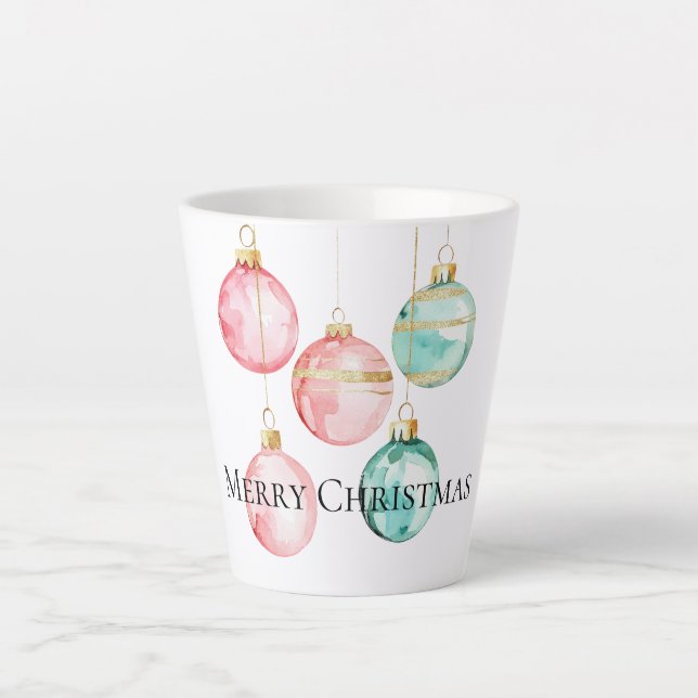 Chic White Mint Pink Gold Weihnachtsschmuck Milchtasse (Vorderseite)