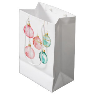 Chic White Mint Pink Gold Weihnachtsschmuck Mittlere Geschenktüte