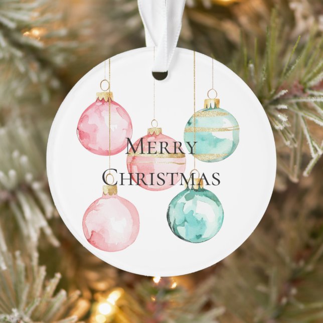 Chic White Mint Pink Gold Weihnachtsschmuck Ornament (Baum)