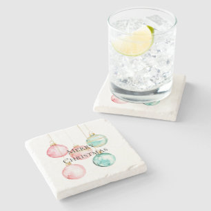 Chic White Mint Pink Gold Weihnachtsschmuck Steinuntersetzer