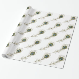 Chic White Peacock Feather Geschenkpapier