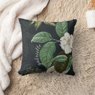 Chic White Peony on Black Personalisiert Kissen