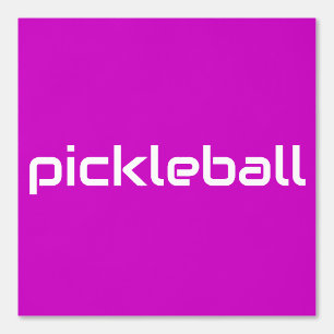 Chic White PICKLEBALL Text on Bright Tropical Pink Tapete