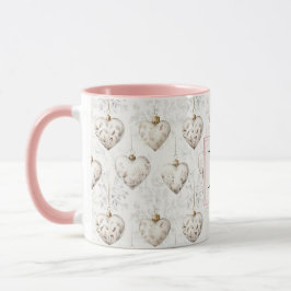 Chic White Pink Heart Ornaments Monogram Tasse