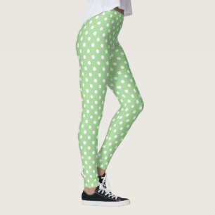 Chic White Polka Dots on Green zum Anpassen Leggings