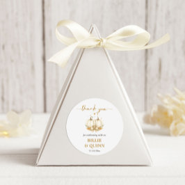 Chic White Pumpkin Twin Baby Shower Thank You Runder Aufkleber