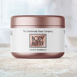 Chic White, Rose Gold, Black Body Butter Jar label Wasserflaschenetikett