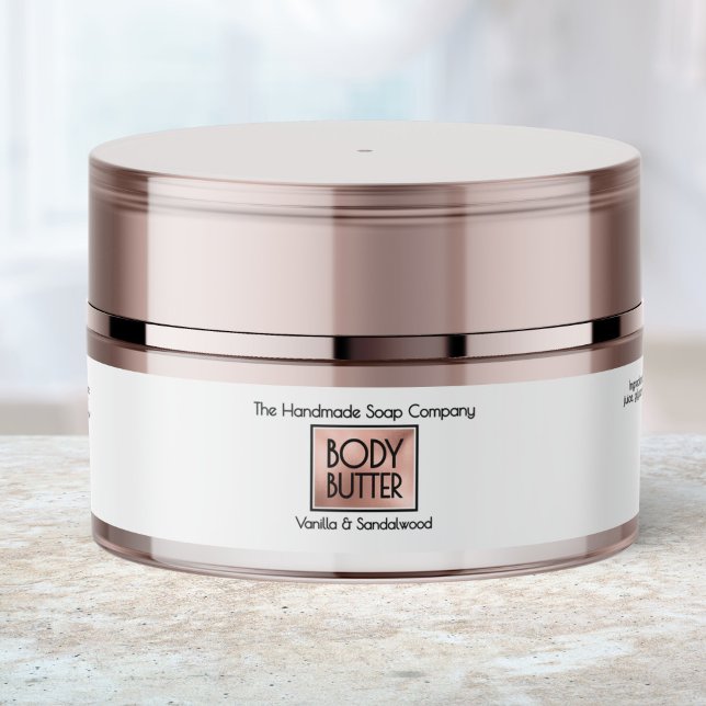 Chic White Rose Gold Body Butter Jar Label  (Von Creator hochgeladen)